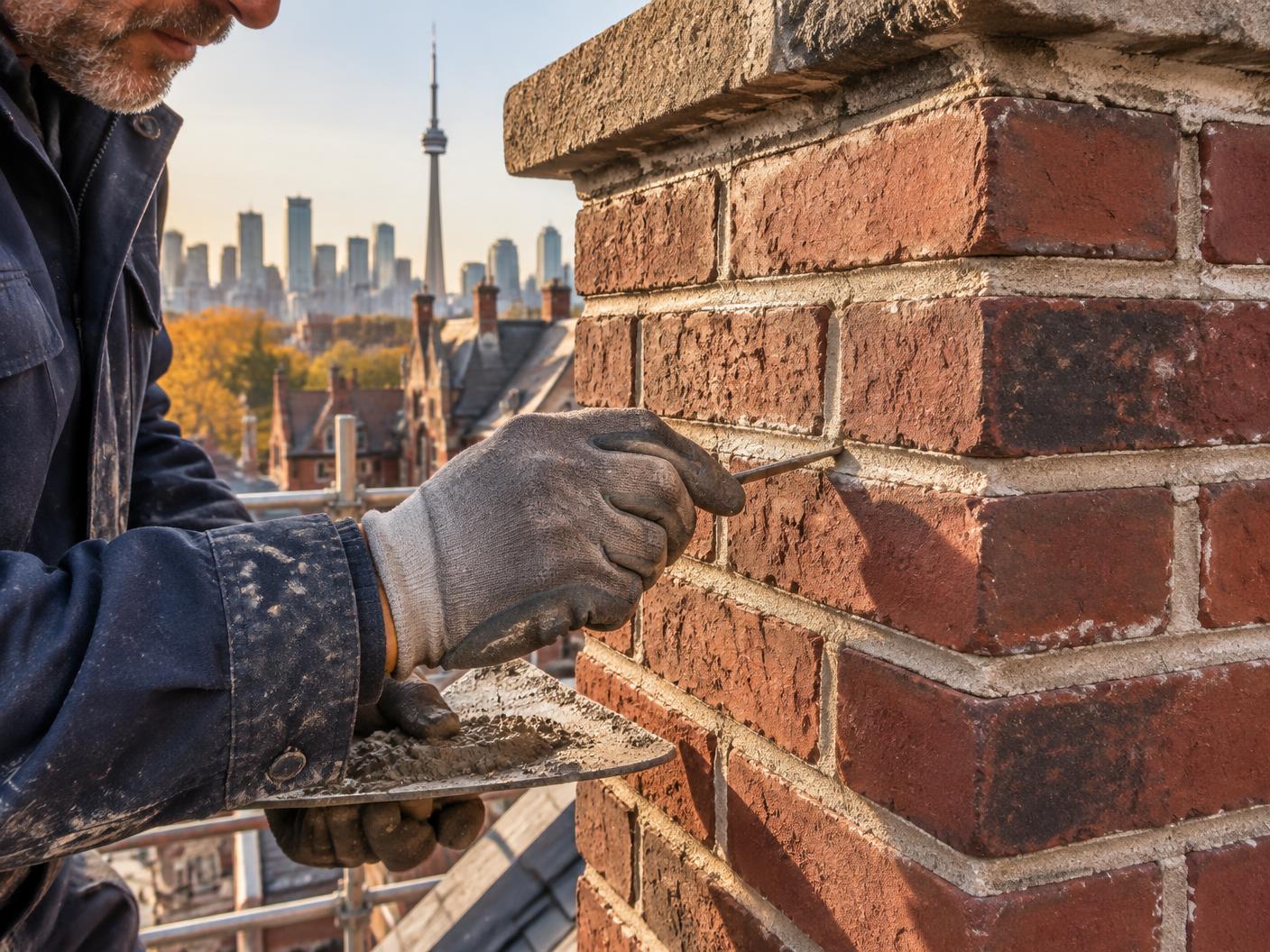 Tuckpointing service by an experienced Toronto chimney technician